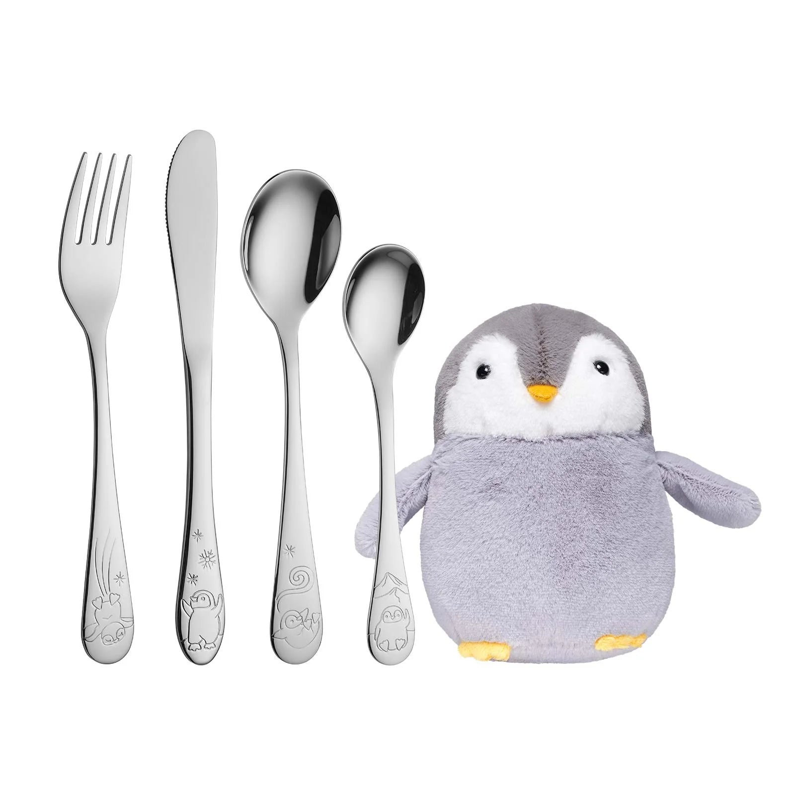 Bestik - 4 dele - Bamse pingvin