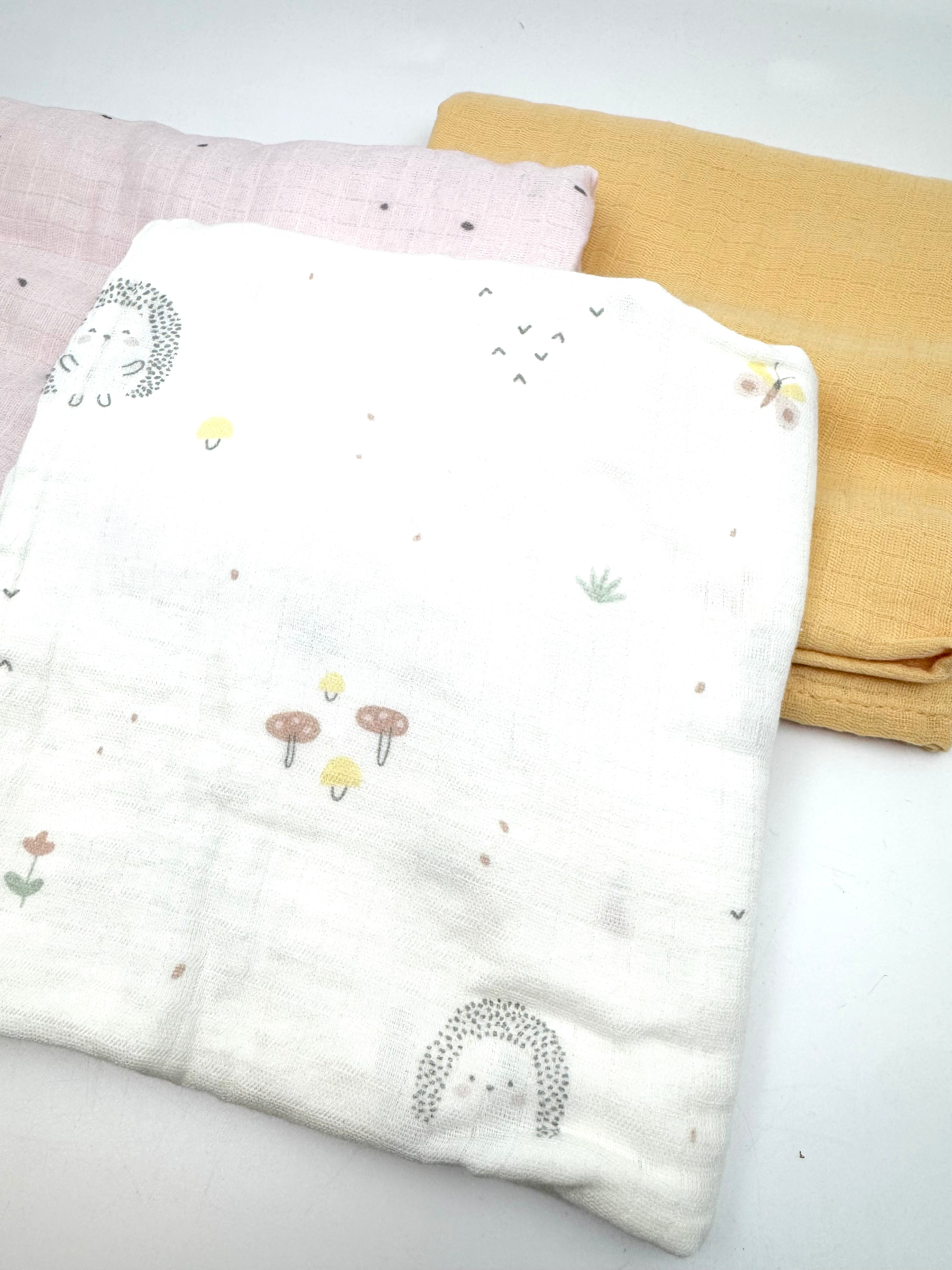 3 stk. stofble/babysvøb - Hedgehugs - Pindsvin