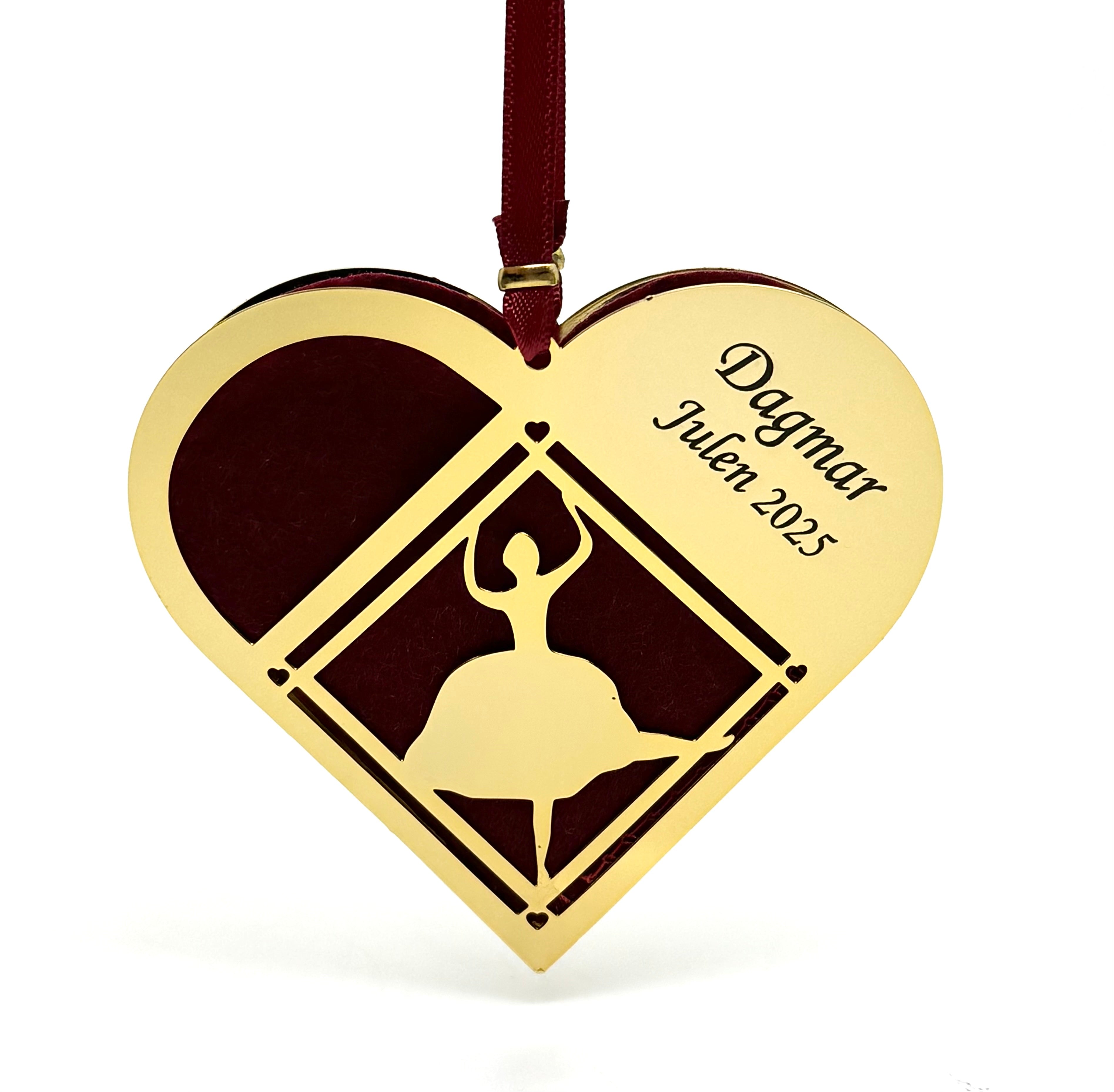 Julehjerte - Ballerina - forgyldt