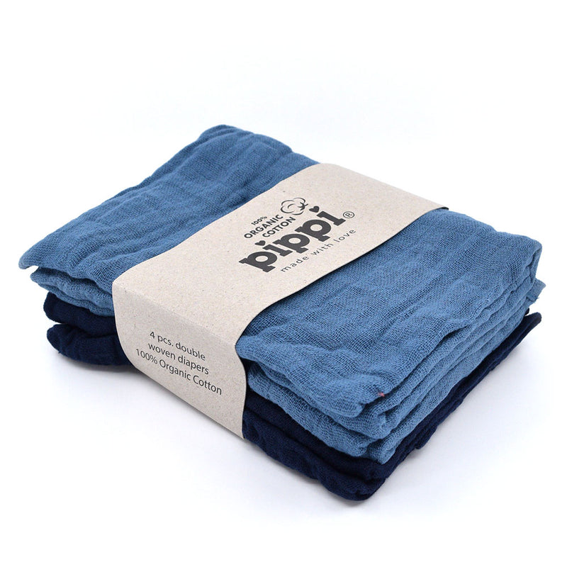 Økologisk stofbleer - Dark Blue (4-pak)
