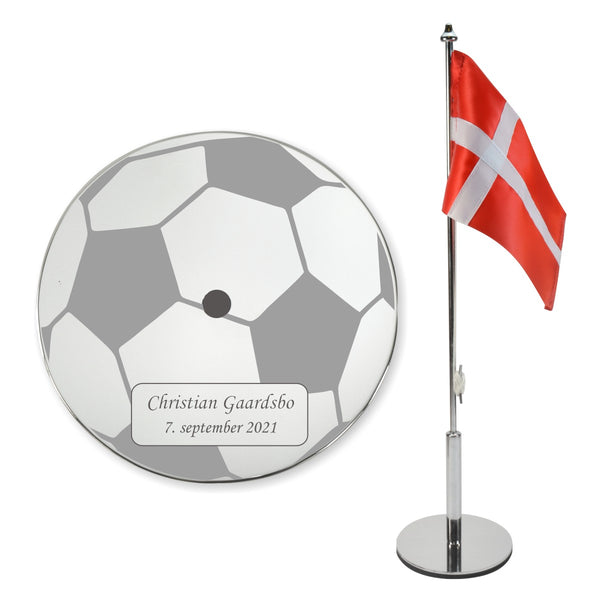 Flag med fodbold med navn og dato