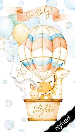Kort med konvolut - Luftballon med dyr (96x174mm)