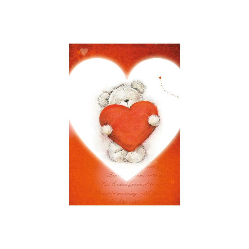 Kort med konvolut - Bamse med hjerte (68x98mm)