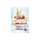 Kort med konvolut - Tillykke bamse med cupcake (68x98mm)