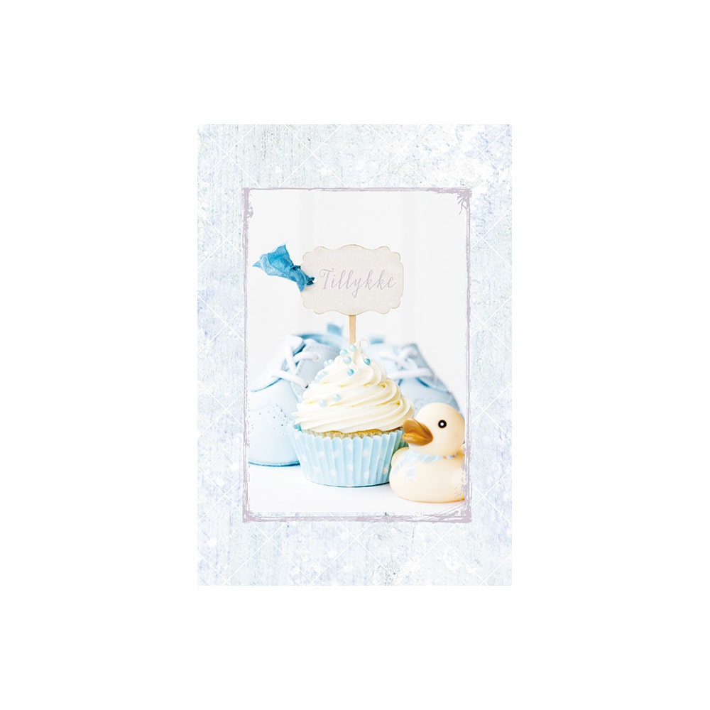 Kort med konvolut - Tillykke cupcake dreng (68x98mm)
