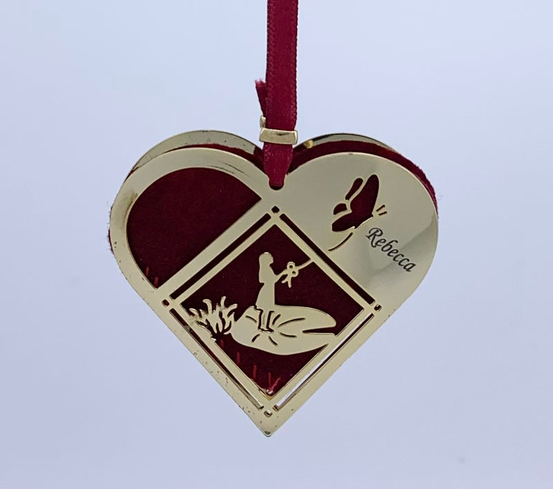 Miniature julehjerte - Tommelise - forgyldt